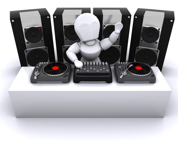 DJ mezclando discos en tocadiscos — Foto de Stock