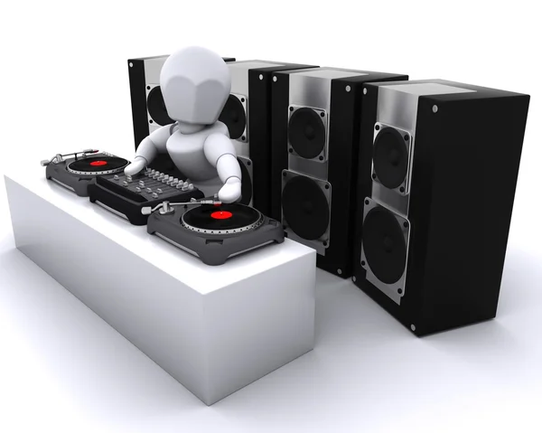 DJ mischt Platten auf Plattenspielern — Stockfoto