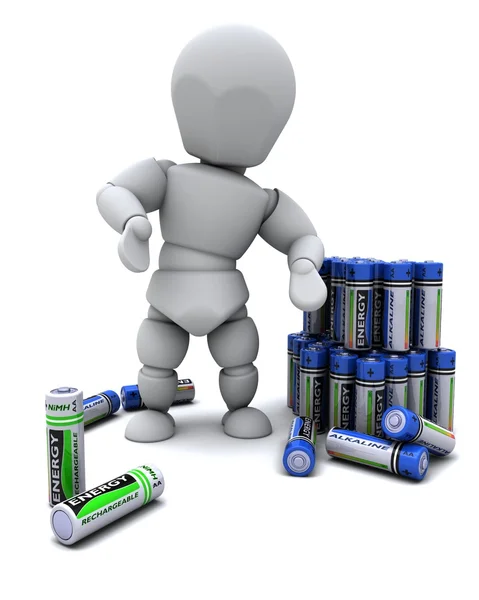 Homem com baterias alcalinas — Fotografia de Stock