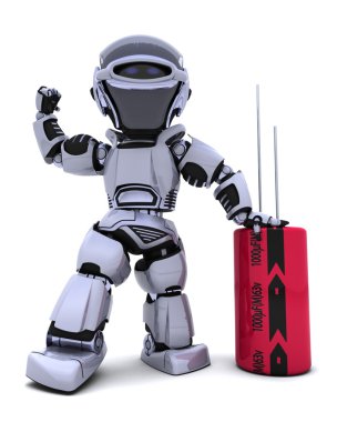 Robot with a capacitor clipart