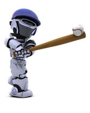 Robot playing baseball clipart