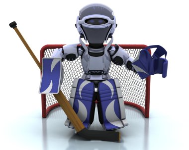 Robot playing icehockey clipart