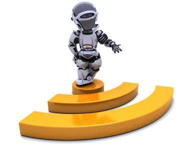 Robot with RSS symbol clipart