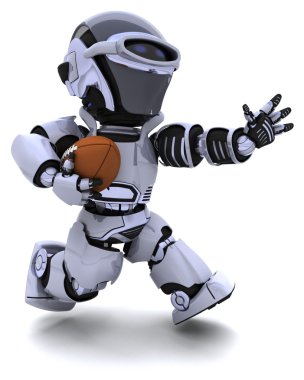 Robot playing american football clipart