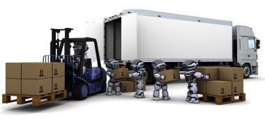 Robot Driving a Lift Truck clipart