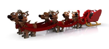 Santas sleigh and reindeer clipart