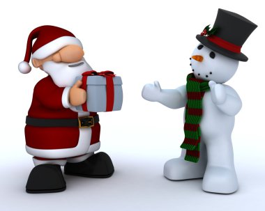 Santa Claus Charicature and snowman clipart