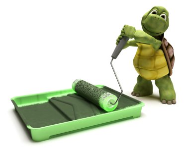 Tortoise with paint roller clipart