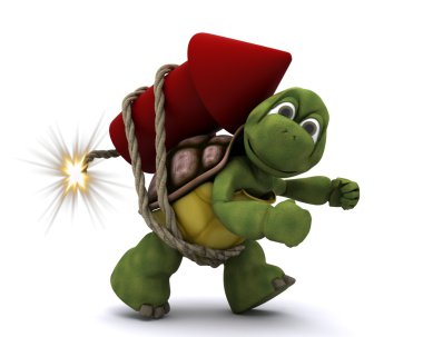 Tortoise lighting a firework clipart