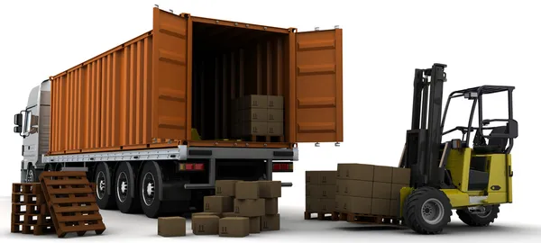 Fordon för leverans av gods container — Stockfoto