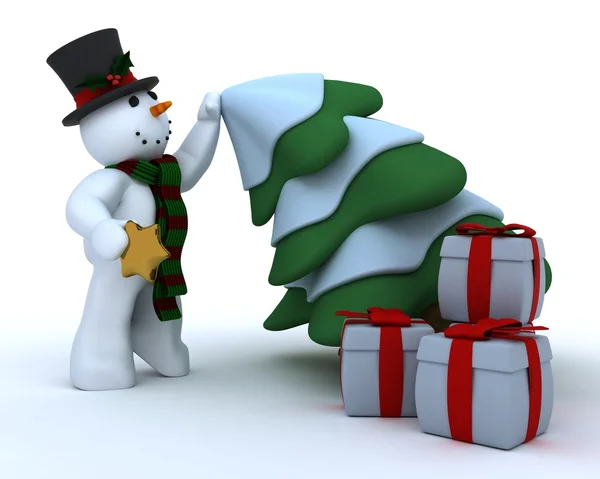 Snowman kapelusz i szalik — Zdjęcie stockowe