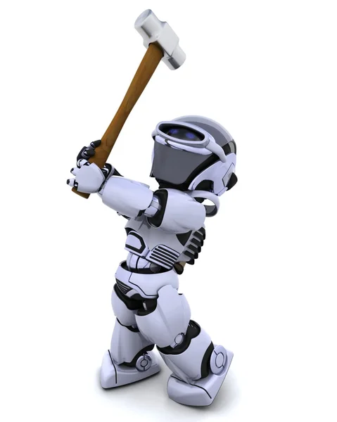 Robot with a sledge hammer — Stock Photo, Image