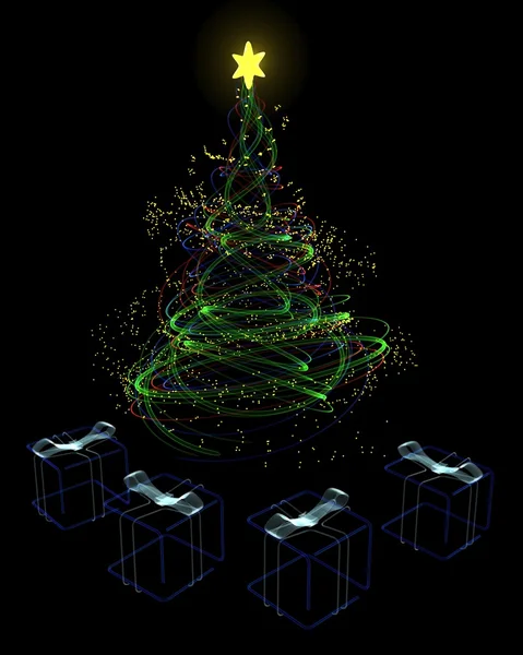Neon-Weihnachtsbaum-Konzept — Stockfoto