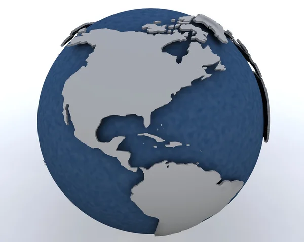 Världen visar region Nord Amerika — Stockfoto