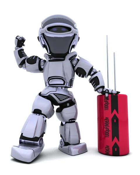 Robot with a capacitor — Stock Photo, Image