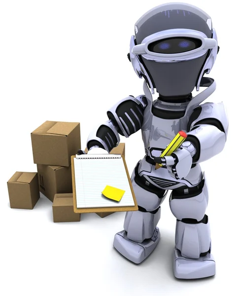 Roboter mit Versandboxen — Stockfoto