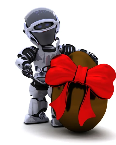 Robot with easter egg — Stock Photo, Image