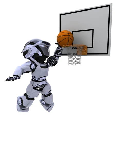 Robot playing basketball — Stock Photo, Image