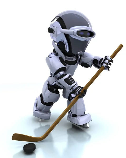 Robota gra hokej na lodzie — Zdjęcie stockowe