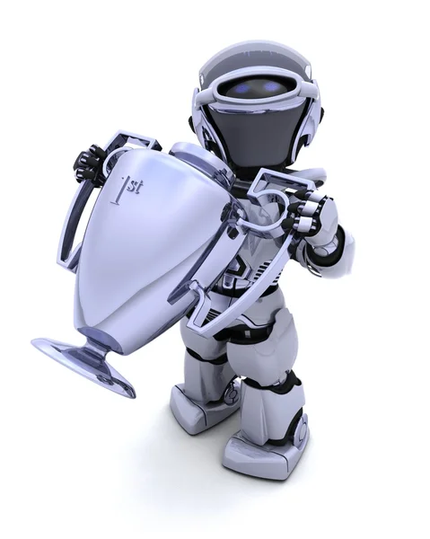 Robot med en trofé — Stockfoto