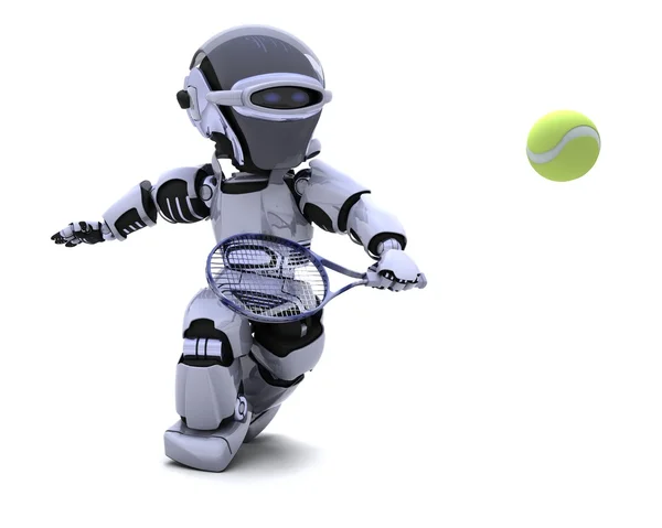 Robot spela tennis — Stockfoto