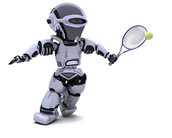 Tenis oynayan robot — Stok fotoğraf