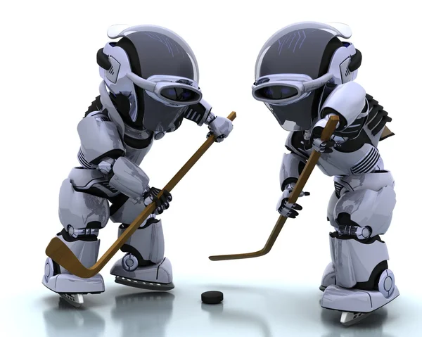 Robots jugando al icehockey — Foto de Stock