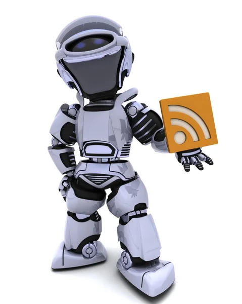 Robot con simbolo RSS — Foto Stock