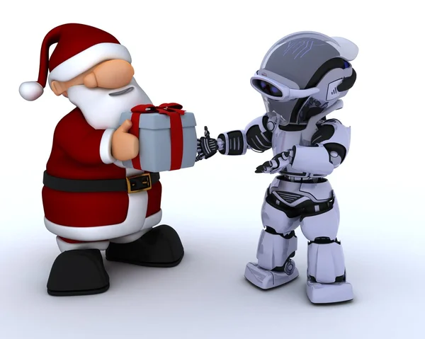Robot e Babbo Natale — Foto Stock