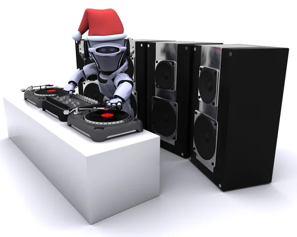 Robot dj mixování záznamy o gramofony — Stock fotografie