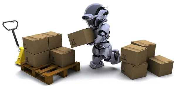 Robot con cajas de envío —  Fotos de Stock
