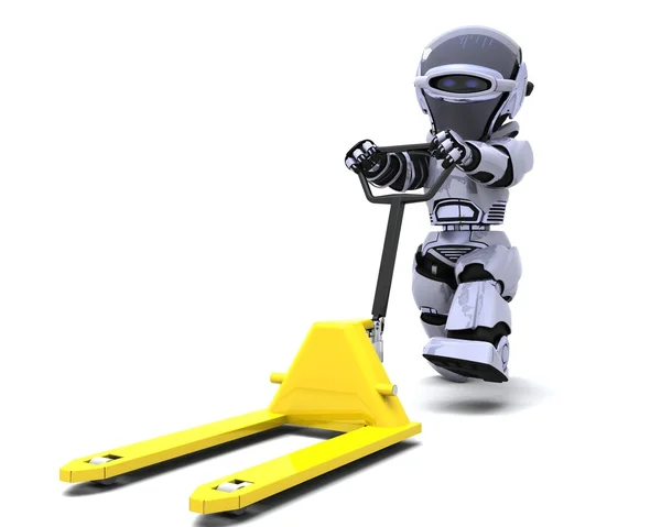 Robot con transpaleta — Foto de Stock