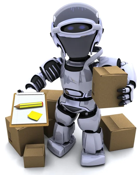 Robot med frakt lådor — Stockfoto