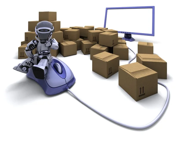 Robot s přepravní boxy — Stock fotografie