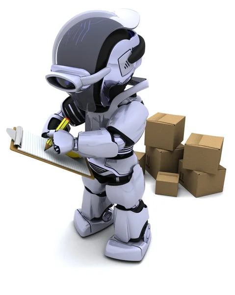 Nakliye kutuları ile robot — Stok fotoğraf