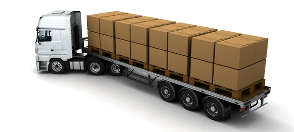 Hgv vrachtwagen verzending van kartonnen dozen — Stockfoto