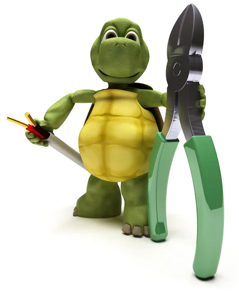 Tortoise with wire cutters — Stock Photo, Image