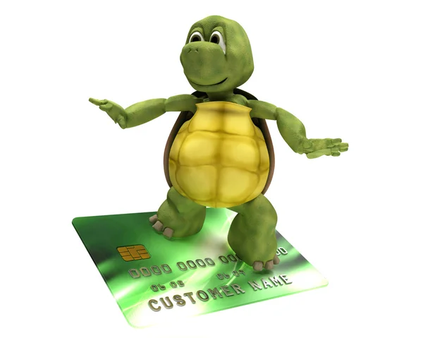 Tortoise with a credit card — Stock Photo, Image