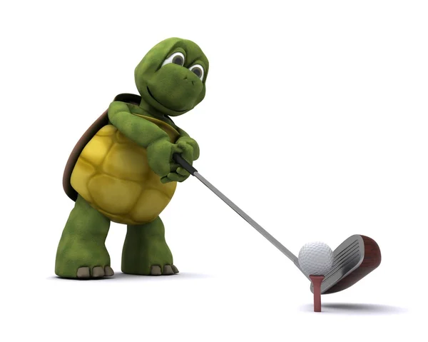 Черепаха играет в гольф — стоковое фото