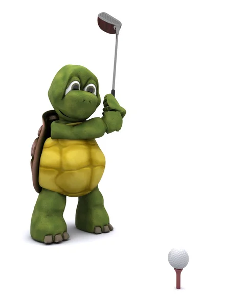Schildkröte beim Golfspielen — Stockfoto