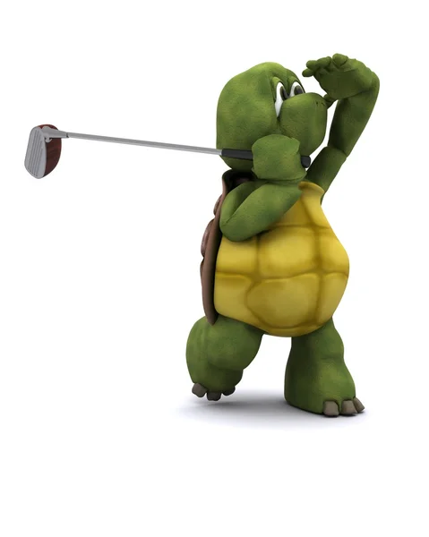 Черепаха играет в гольф — стоковое фото