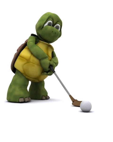 Sköldpadda spela golf — Stockfoto