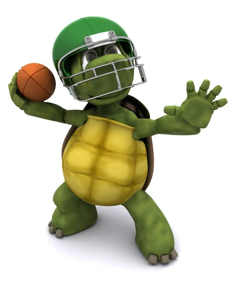 Tortuga lanzando un fútbol americano — Foto de Stock