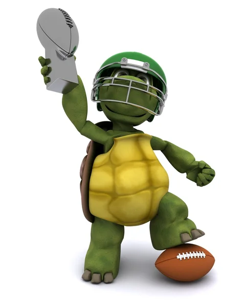 Tartaruga com um futebol americano — Fotografia de Stock