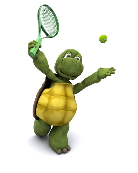 Tartaruga giocare a tennis — Foto Stock