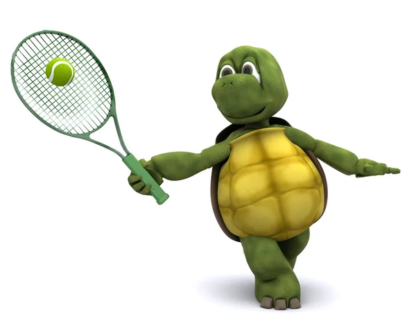 Sköldpadda spela tennis — Stockfoto