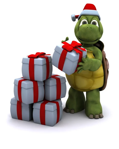 Tortoise santa character — Stock Photo, Image