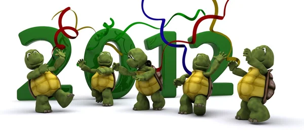 Sköldpaddor att det nya året i — Stockfoto