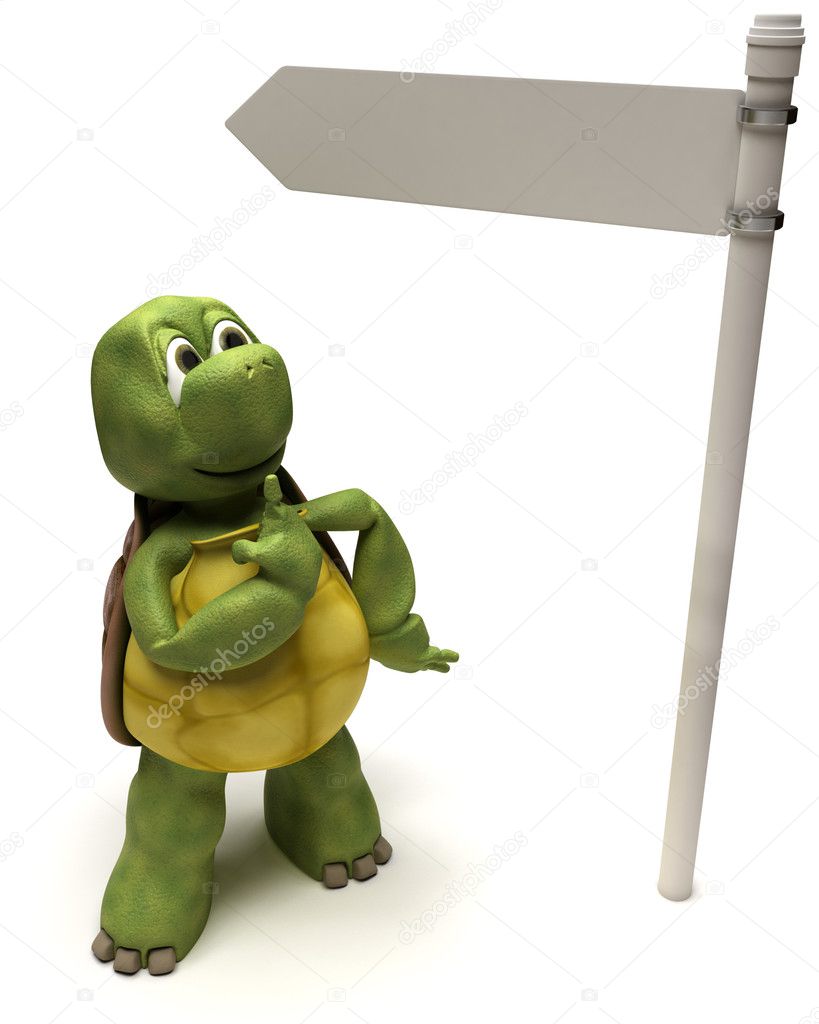 Tortoise with a signpost