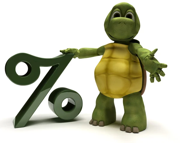 Schildkröte mit Prozentsymbol — Stockfoto